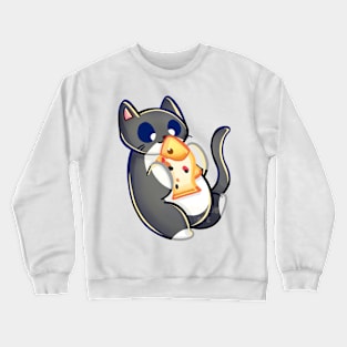 Black Tuxedo Cat Playing With Koi Fish Crewneck Sweatshirt